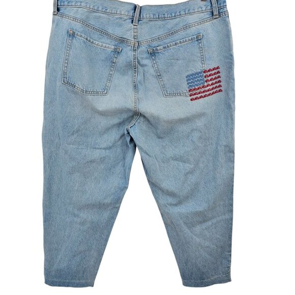 Old Navy Plus Size 22 Extra High Rise Sky Hi Straight Flag Embroidered Jeans NWT - Picture 3 of 13